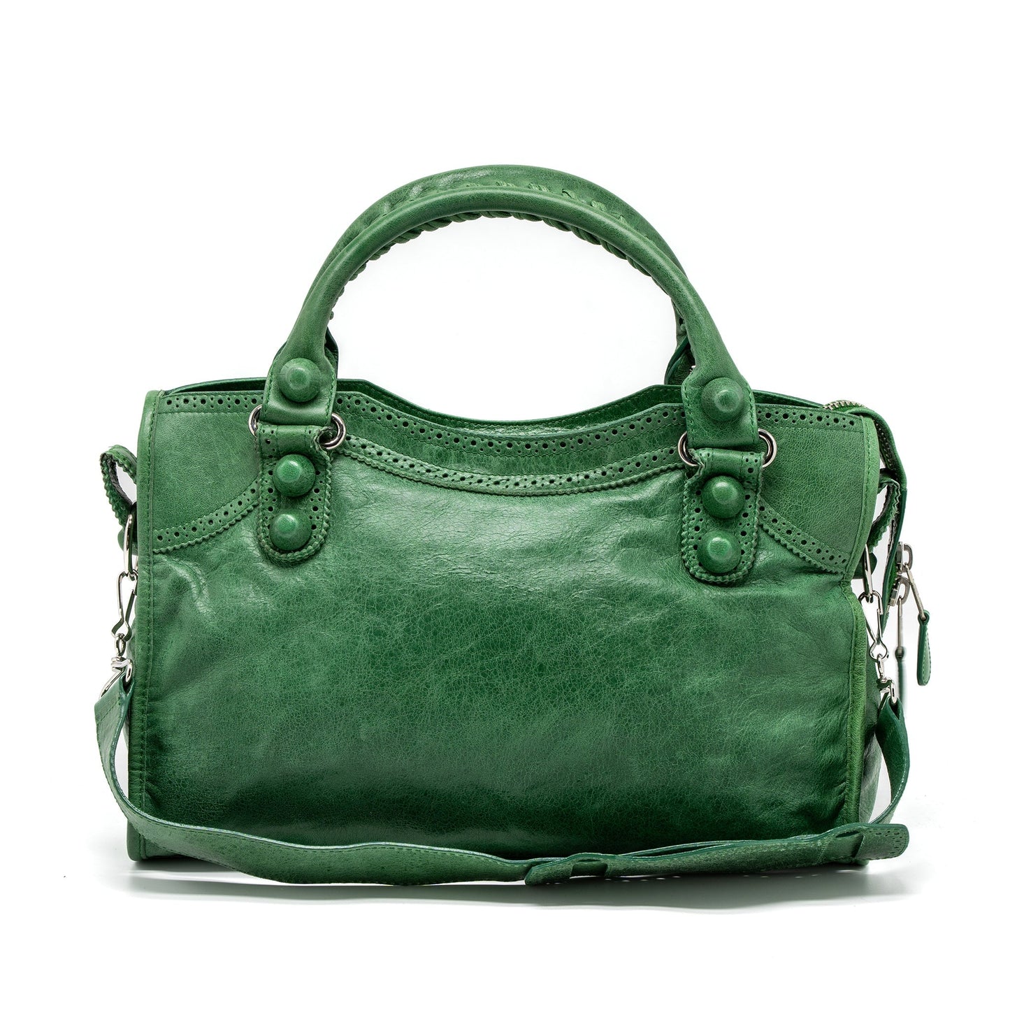 Balenciaga Lace City Purse Leather Green
