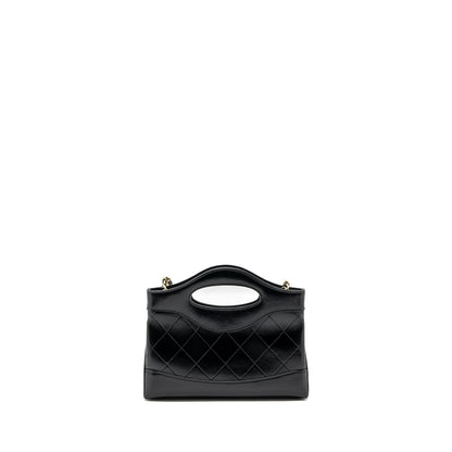 Chanel 24c Mini 31 Clutch With Chain Shiny Calfskin  Black LGHW(Microchip)