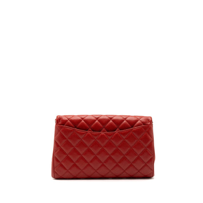 Chanel Timeless Flap Clutch With Chain Caviar Red SHW