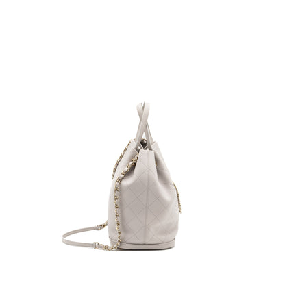Chanel quilted bucket bag lambskin grey LGHW