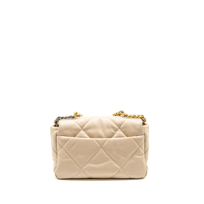 Chanel Small 19 Bag Shiny Goatskin Light Beige Multicolour Hardware