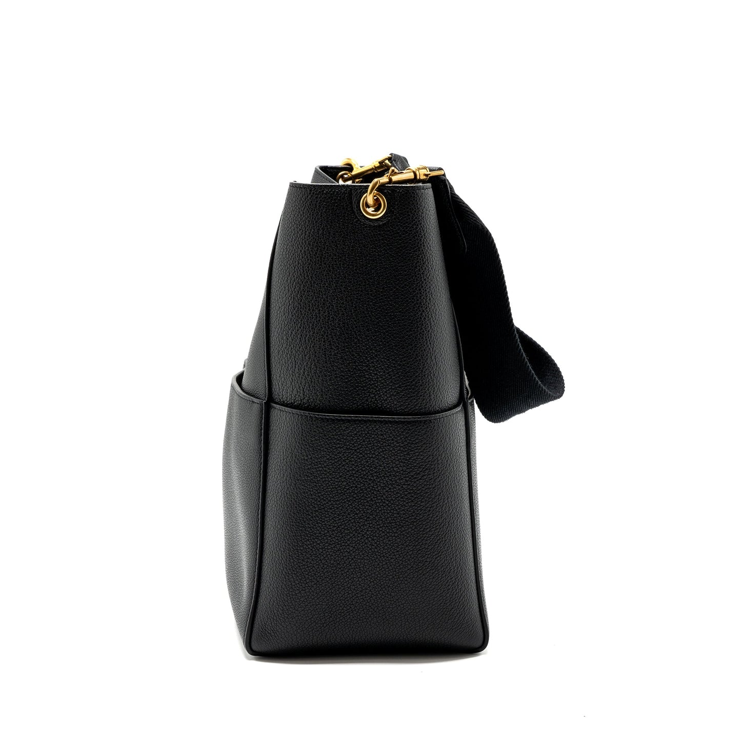 Celine Sangle Bucket Purse Grained Calfskin Black