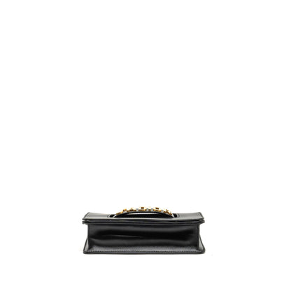 J'ADIOR Medium Flap Purse With Chain Leather Black