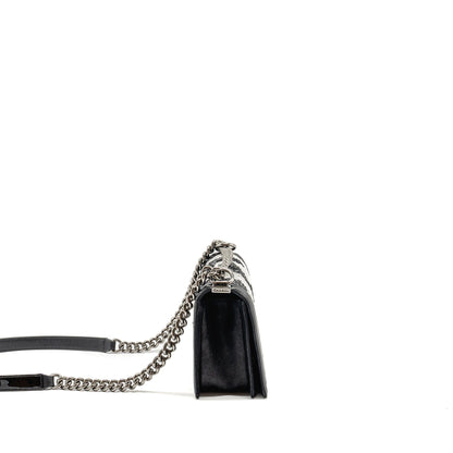 Chanel Medium Boy Bag Sequin/Patent Black/White SHW