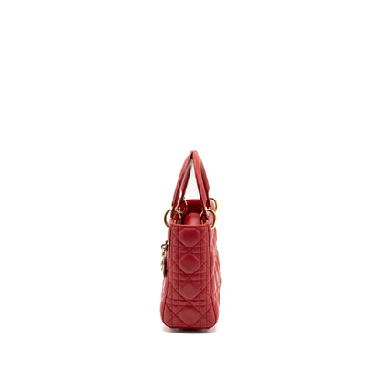 Dior small lady dior lambskin red with