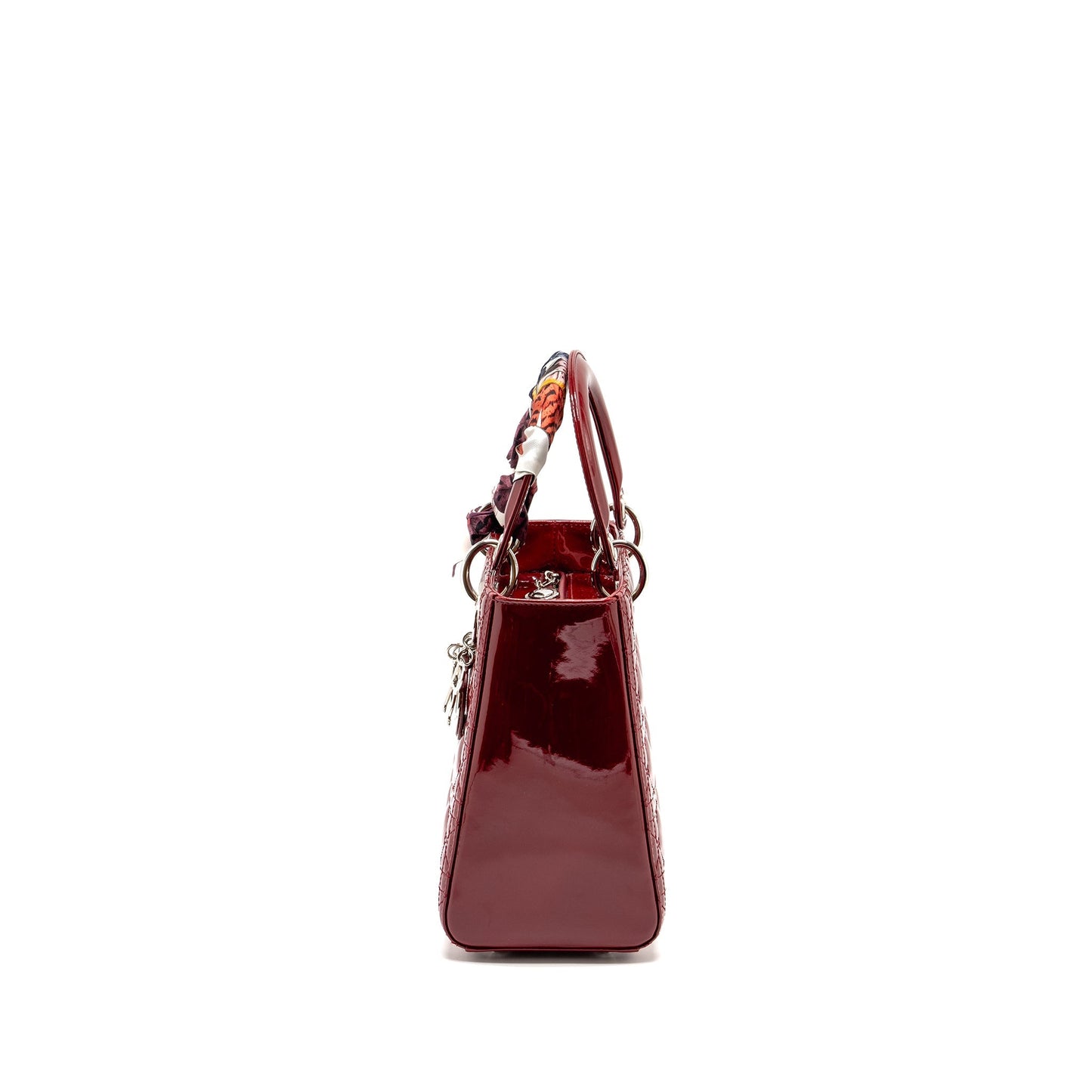 Dior Medium LadyDior Patent Dark Red
