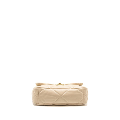 Chanel Small 19 Bag Shiny Goatskin Light Beige Multicolour Hardware