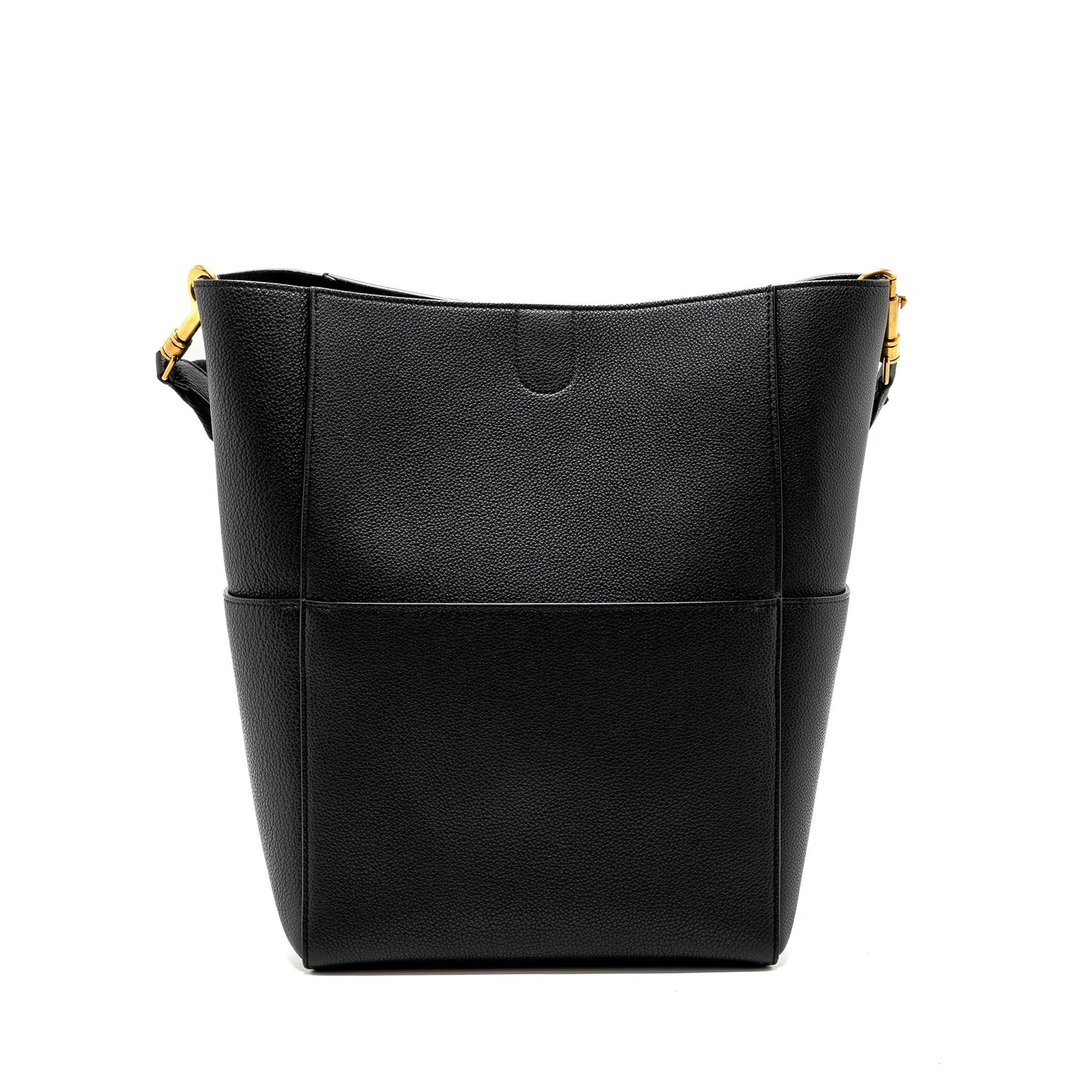 Celine Sangle Bucket Purse Grained Calfskin Black