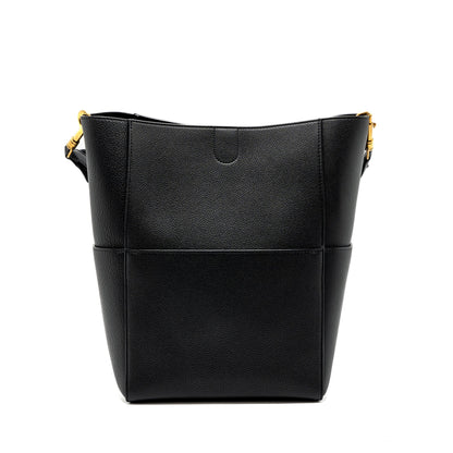 Celine Sangle Bucket Purse Grained Calfskin Black