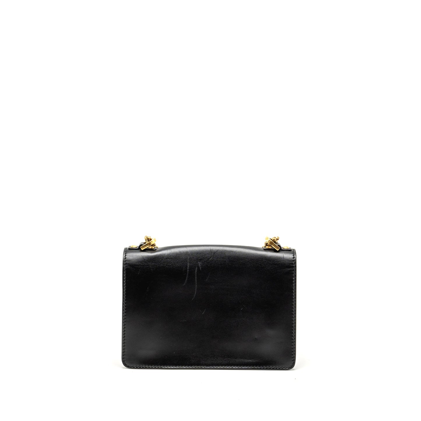 J'ADIOR Medium Flap Purse With Chain Leather Black