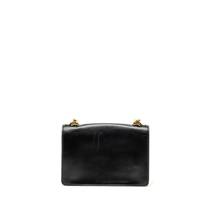 J'ADIOR Medium Flap Purse With Chain Leather Black