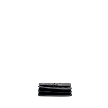 Chanel Top Handle Mini Wallet On Chain Flap Bag Lambskin Black SHW (Microchip)