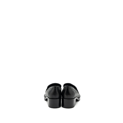 Chanel size 37 heart rock loafers leather black LGHW