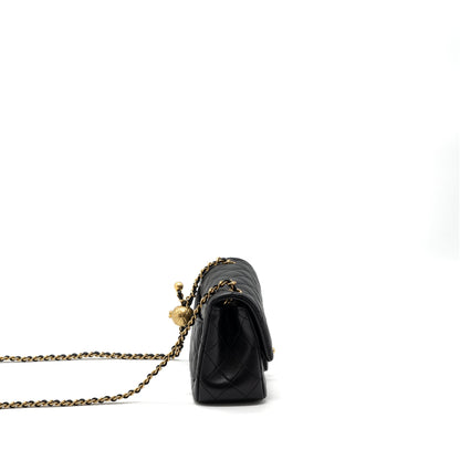 Chanel 23K pearl crush mini square flap bag lambskin black GHW (microchip)