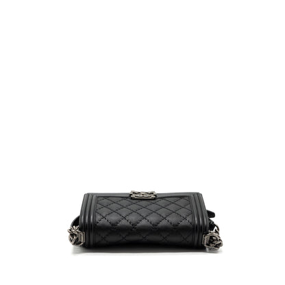Chanel medium boy bag calfskin black ruthenium hardware