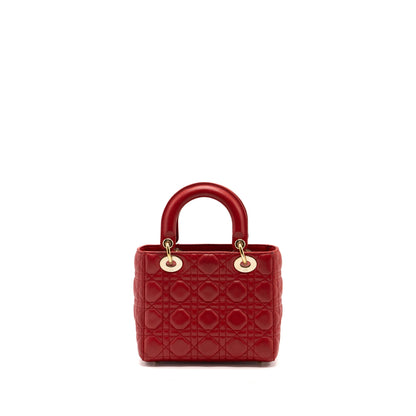 Dior small lady dior lambskin red with