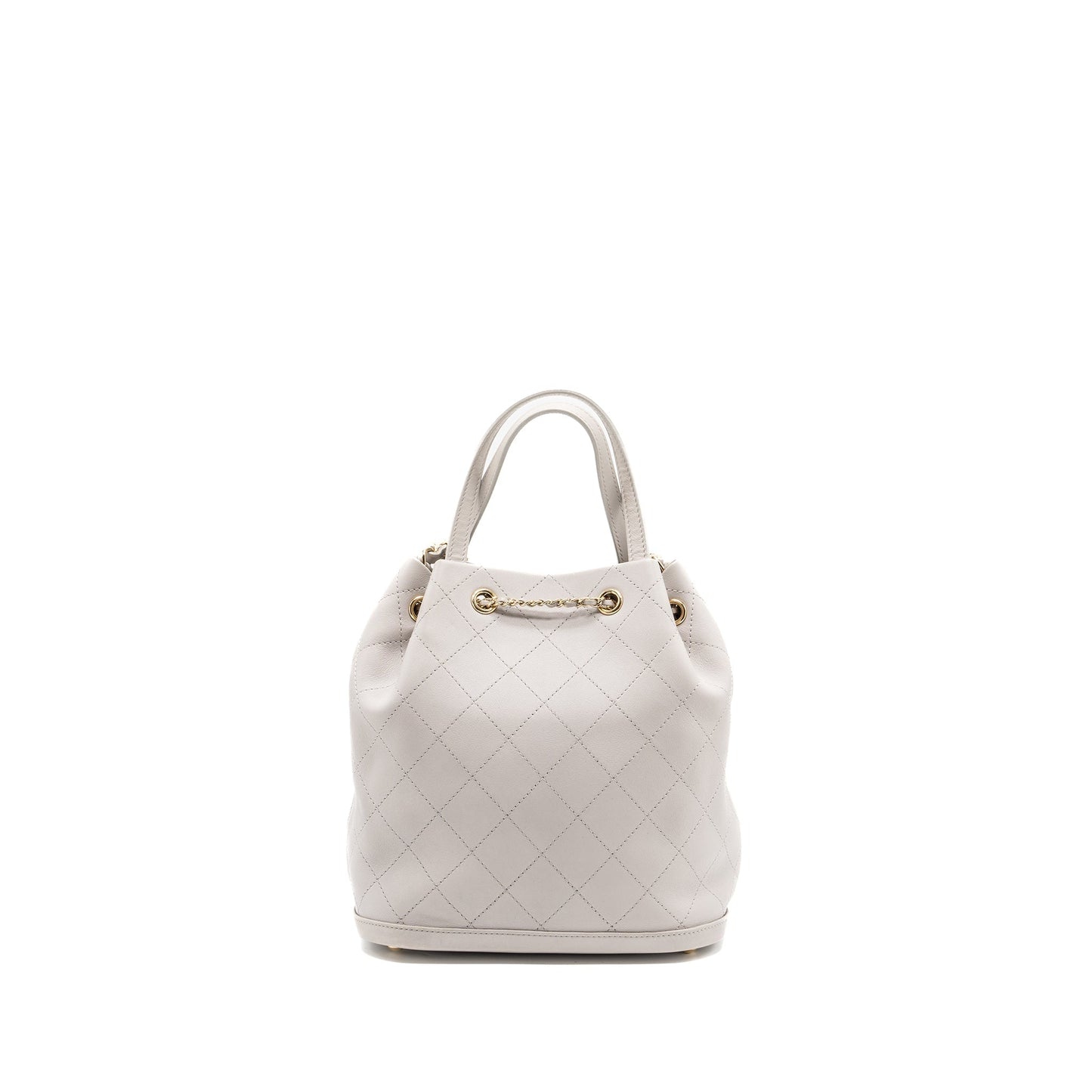 Chanel quilted bucket bag lambskin grey LGHW