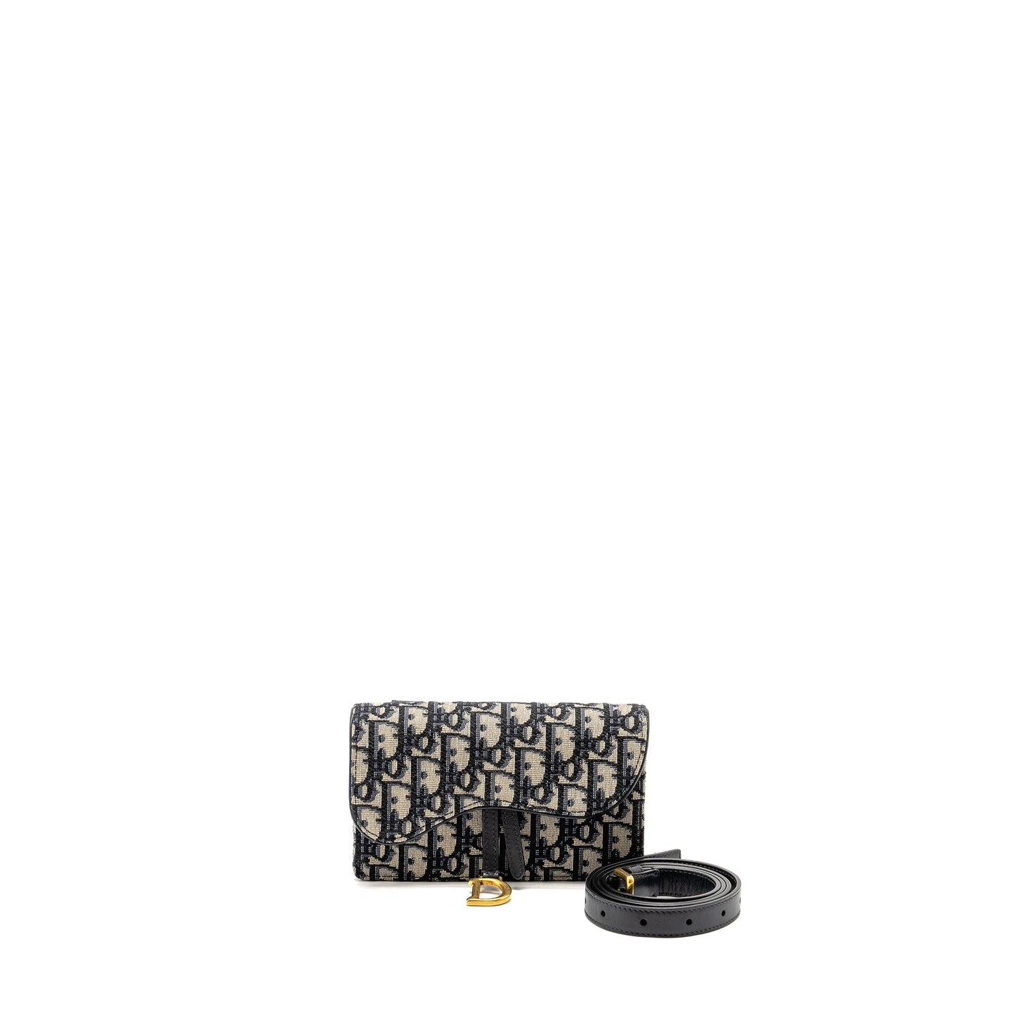Dior Saddle Belt Purse/Pouch Blue Oblique Jacquard Canvas