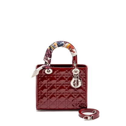 Dior Medium LadyDior Patent Dark Red