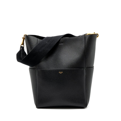 Celine Sangle Bucket Purse Grained Calfskin Black