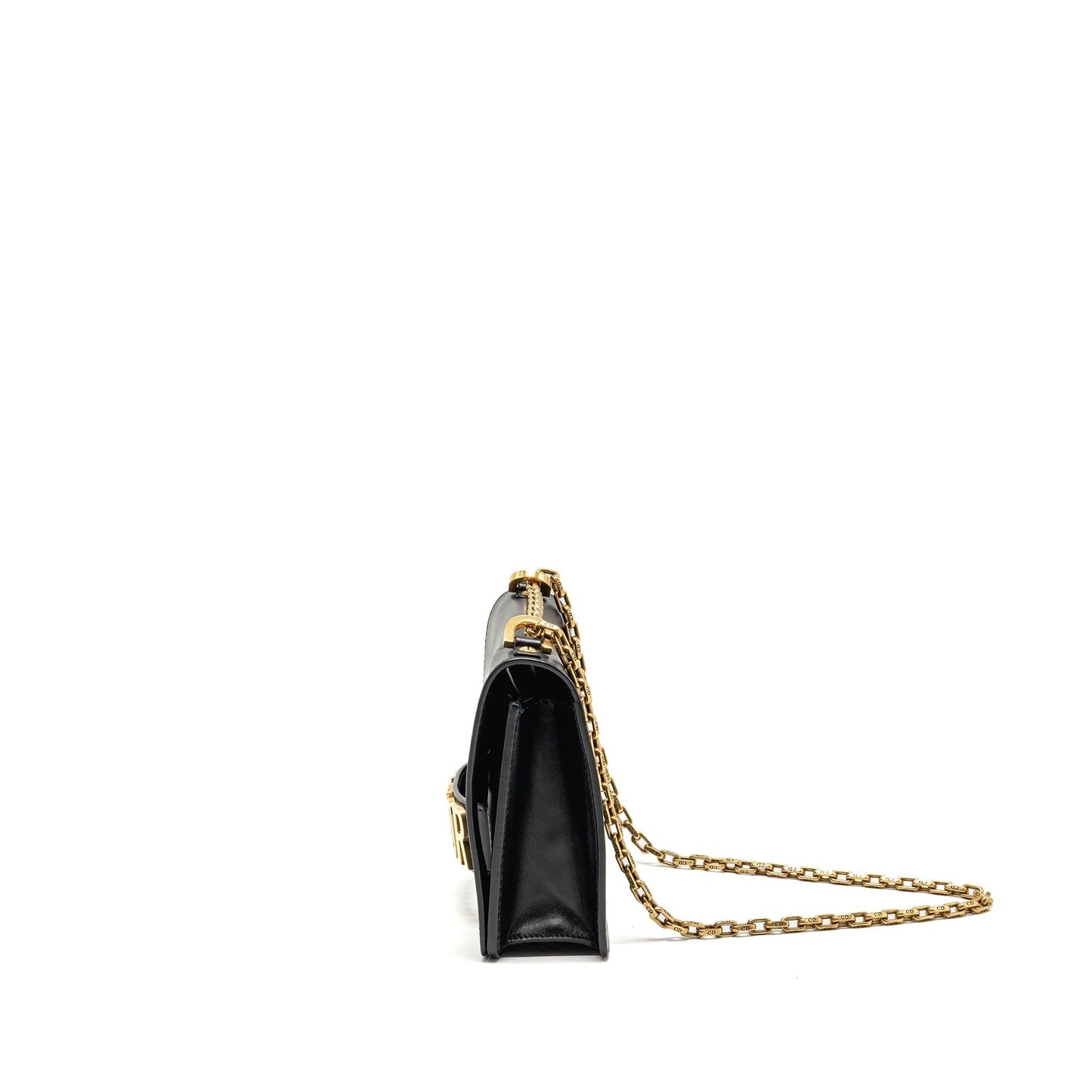 J'ADIOR Medium Flap Purse With Chain Leather Black