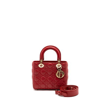 Dior small lady dior lambskin red with
