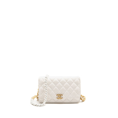 Chanel Giant Chain Classic Wallet on Chain Lambskin White Multicolour Hardware (Microchip)