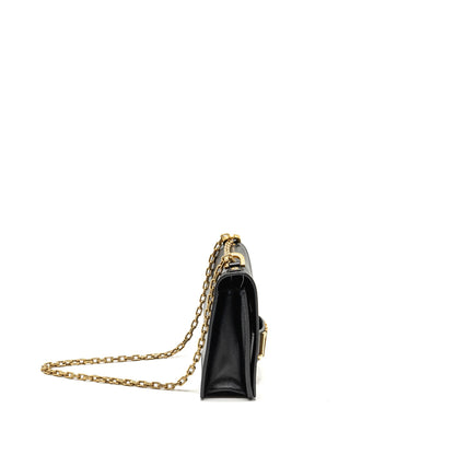 J'ADIOR Medium Flap Purse With Chain Leather Black