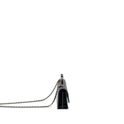 Chanel Top Handle Mini Wallet On Chain Flap Bag Lambskin Black SHW (Microchip)