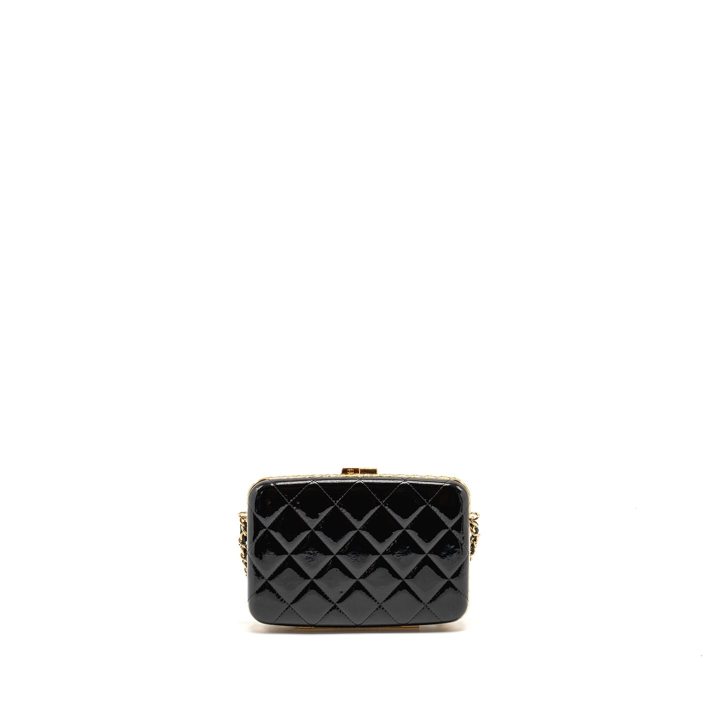 Chanel 21A CC Box with Chain Patent Black GHW
