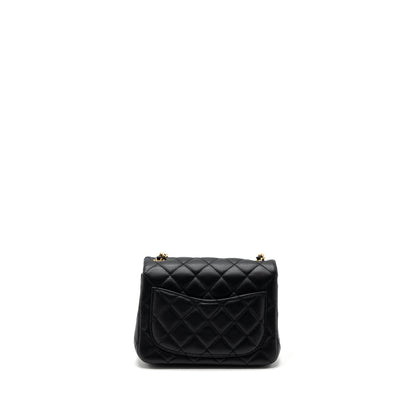 Chanel 23K pearl crush mini square flap bag lambskin black GHW (microchip)