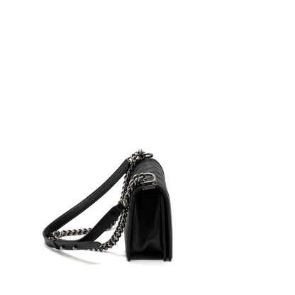 Chanel medium boy bag calfskin black ruthenium hardware