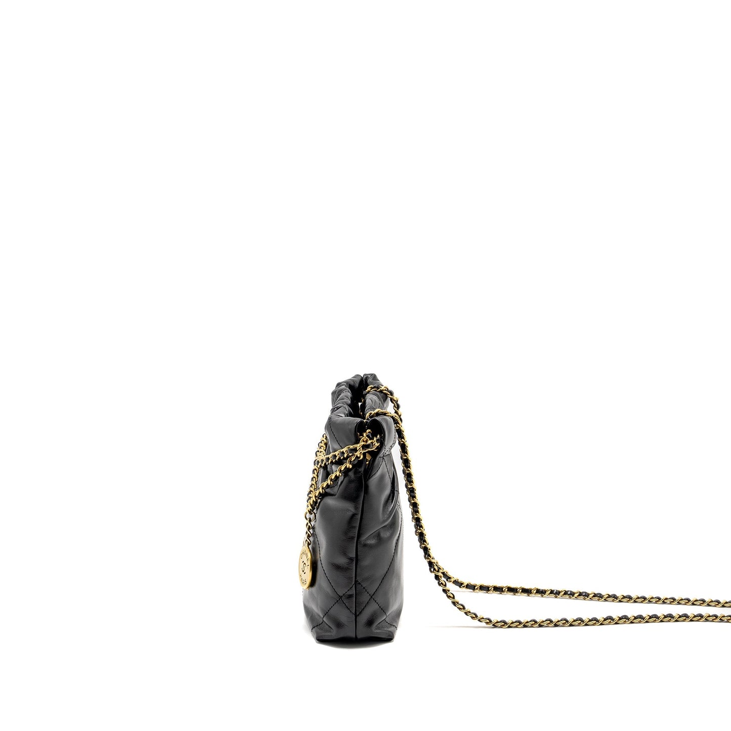 Chanel 23K Mini 22 Bag Shiny Calfskin Black GHW (Microchip)