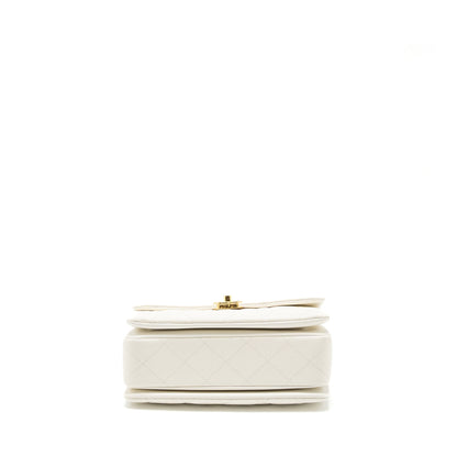 Chanel 21K Coco First Caviar White Brushed GHW (Microchip)