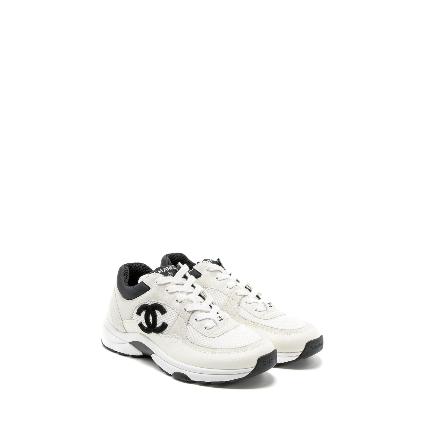 Chanel Size 38 Trainers Suede/Calfskin Black/White