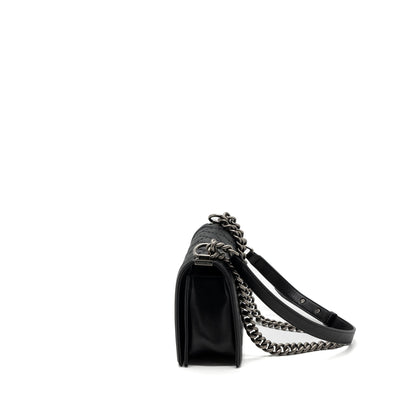Chanel medium boy bag calfskin black ruthenium hardware