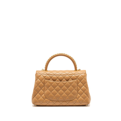Chanel Medium Coco Handle Caviar Dark Beige GHW (microchip)