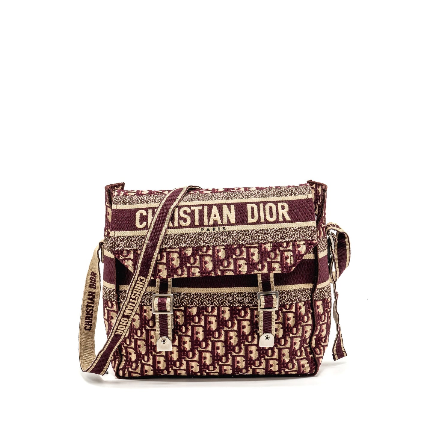 Dior Crossbody Messenger Purse Oblique Canvas Burgundy/Beige