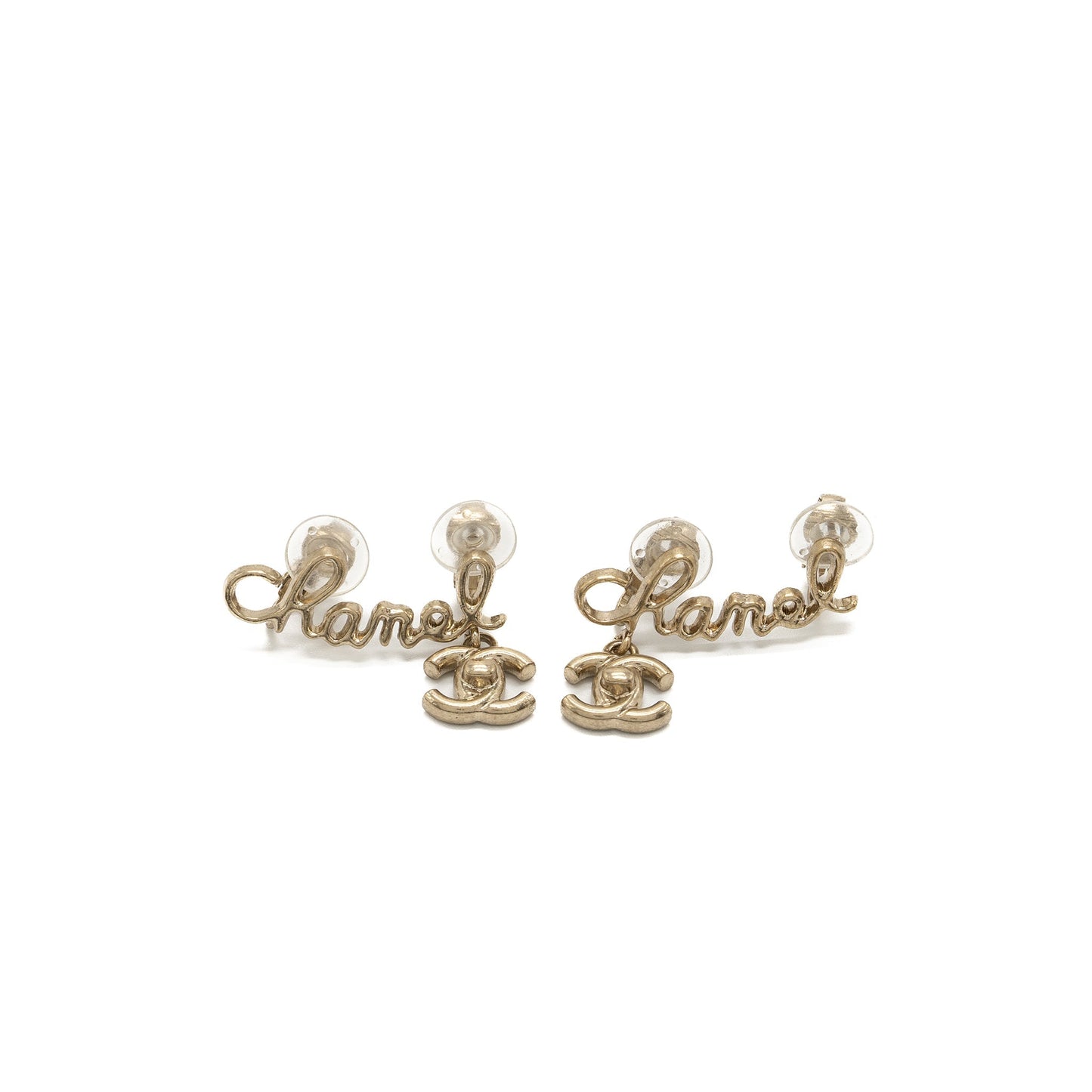 Chanel Coco/Chanel Letter Earring Clips Light Gold Tone