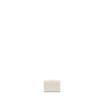 Chanel Classic Flap Card Holder Caviar White LGHW (microchip)
