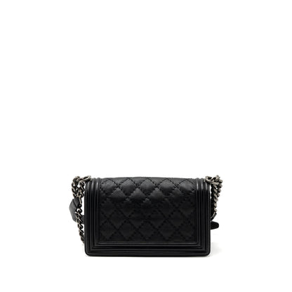 Chanel medium boy bag calfskin black ruthenium hardware