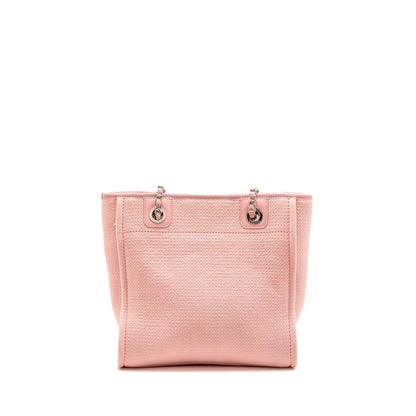CHANEL DEAUVILLE PM TOTE BAG CANVAS PINK SHW (MICROCHIP)