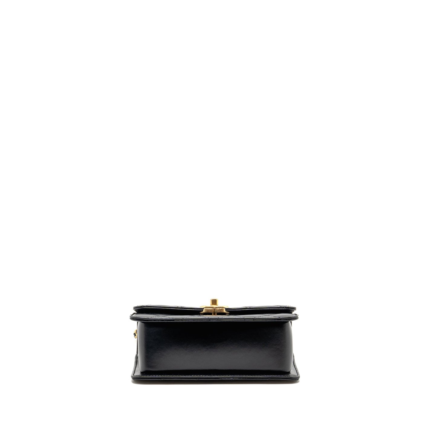 Chanel gold crush flap bag calfskin black GHW (microchip)