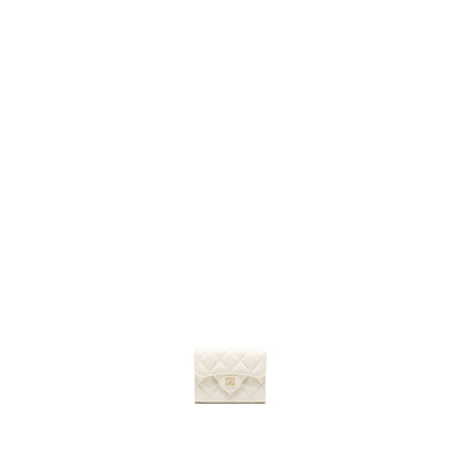 Chanel Classic Flap Card Holder Caviar White LGHW (microchip)