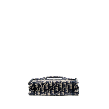 Dior Mini book Tote Blue Oblique Embroidery