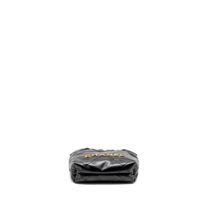 Chanel 23K Mini 22 Bag Shiny Calfskin Black GHW (Microchip)