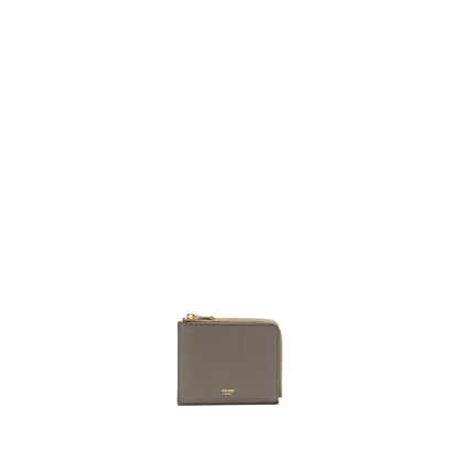 Luxury CELINE Zipped Purse with removable card holder calfskin / lambskin grey / light blue