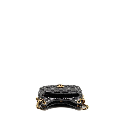 Chanel 23b small hobo bag shiny calfskin black GHW (microchip)