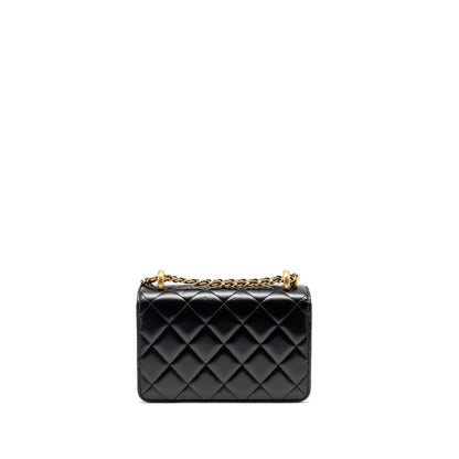Chanel gold crush flap bag calfskin black GHW (microchip)