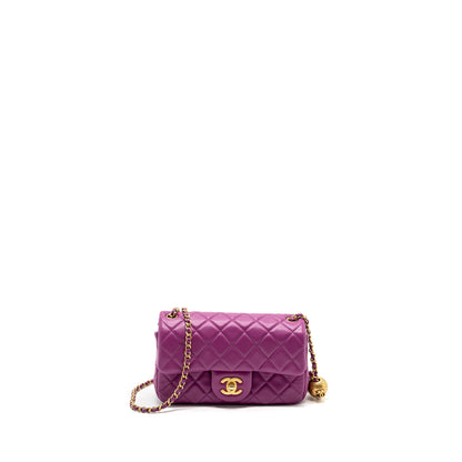 Chanel pearl crush mini rectangular flap bag lambskin purple GHW